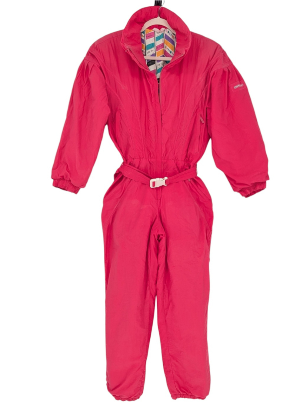Vintage 80s PROGRESS Reima Finland Pink One Piece Ski Suit Snowsuit Womens 12